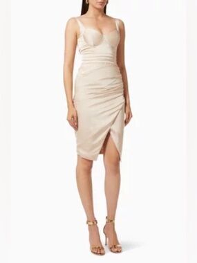 Lavish Alice Corset Pleated Satin Wrap Dress | Size 10